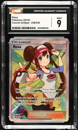 Pokemon CGC 9 Rosa 236/236 Full Art Holo Rare Cosmic Eclipse Mint - Image 1