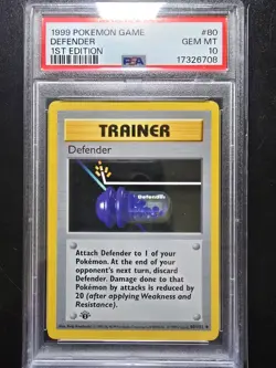 PSA 10 1st Edition Defender 80/102 - 1999 Base Set Thick Stamp Pokemon - Image 1