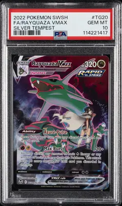 2022 POKEMON SWORD & SHIELD SILVER TEMPEST #TG20 FULL ART/RAYQUAZA VMAX PSA 10 - Image 1