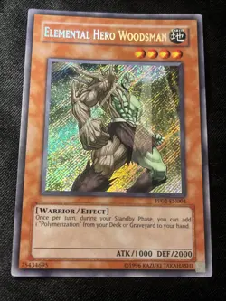 YUGIOH TCG ELEMENTAL HERO WOODSMAN PP02-EN004 SECRET UNLIMITED EDITION Lp+ - Image 1