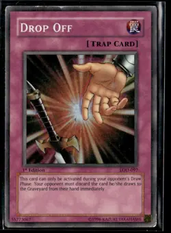 1999 YuGiOh Legacy of Darkness Super Rare 1st Edition Drop Off LOD-097 - Image 1