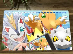Digimon Duel Playmat CCG DTCG Mat Agumon & Pulsemon Trading Card Game Mat & Bag - Image 1