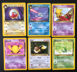 6 French Pokemon cards lot Team Rocket set Dark Electrode Golduck Drowzee Eevee. - Image 1