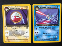 6 French Pokemon cards lot Team Rocket set Dark Electrode Golduck Drowzee Eevee. - Image 2