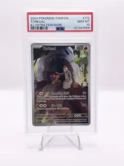 Pokemon TCG Torkoal 172/167 Twilight Masquerade Illustration Rare Card PSA 10 - Image 1