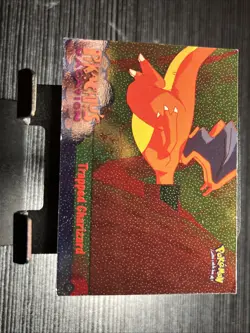 TRAPPED CHARIZARD #51 - SAND PAPER HOLO - Topps BLACK LOGO - POKEMON CARD - DMG - Image 1