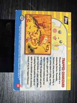 TRAPPED CHARIZARD #51 - SAND PAPER HOLO - Topps BLACK LOGO - POKEMON CARD - DMG - Image 2