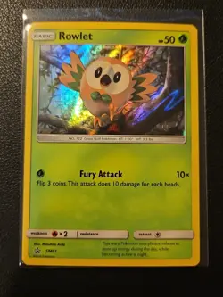 Pokemon Sun & Moon Black Star Promo Card Rowlet SM01 Holo TCG - Image 1