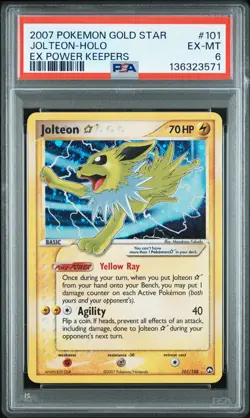 2007 POKEMON EX POWER KEEPERS GOLD STAR #101 JOLTEON-HOLO PSA 6 - Image 1