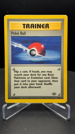 Poke Ball Trainer 64/64 Pokemon Card & Top Loader (Jungle Set) 1999 MP - Image 1