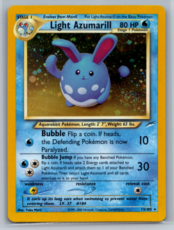 Light Azumarill 13/105 Holo Neo Destiny Pokemon Card WOTC LP - Image 1