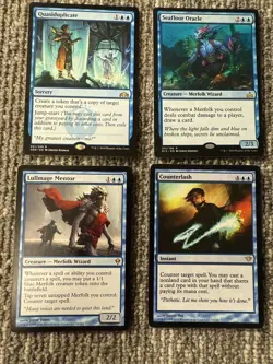Magic The Gathering MTG Blue Card Lot Of 4 Quasiduplicate Merfolk Wizards Spells - Image 1