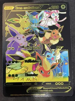 Eevee V Pokemon Black?? Foil Fan Art Card - NM - Image 1