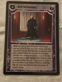 Star Wars CCG Coruscant SANITY AND COMPASSION/PLEAD MY CASE Card NM - Image 1