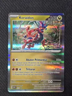 Portuguese Koraidon 091 Prerelease STAFF Sv Scarlet & Violet Promo Cards Holo - Image 1