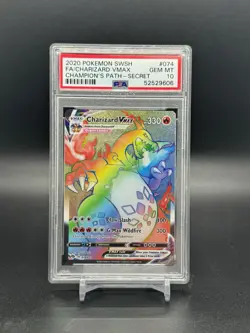 Pokemon TCG Charizard VMAX Champion's Path Holo Secret Rare Card 074/073 PSA 10 - Image 1