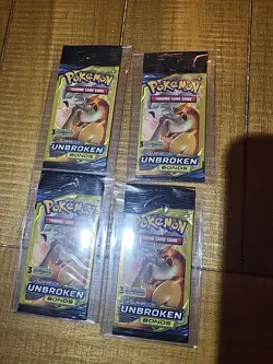 Pokemon Sun & Moon Unbroken Bonds Charizard 3 Card Booster Pack Lot Of 4 - Image 1