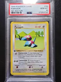 PSA 10 1st Edition Porygon 39/102 - 1999 Base Set Thick Stamp Pokemon Card - Image 1