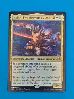 MTG Magic The Gathering Isshin, Two Heavens As One Foil Rare Mardu Commander NM - Image 1
