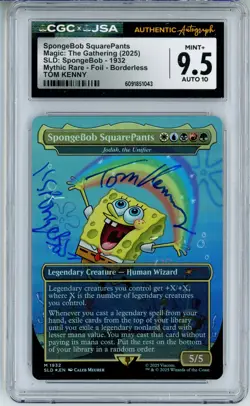 CGC MINT+ 9.5 Auto 10 Signed Tom Kenny SpongeBob SquarePants SDL M 1932 Foil - Image 1