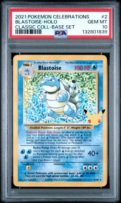 2021 POKEMON CELEBRATIONS CLASSIC COLL #2 BLASTOISE-HOLO PSA 10 - Image 1