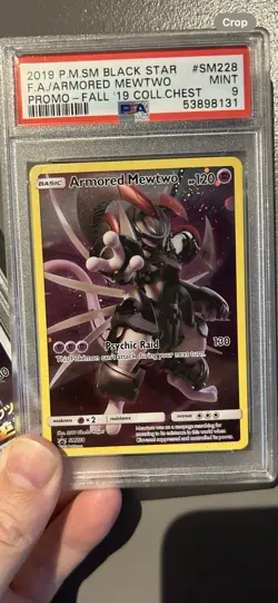 2019 Pokemon Sun and Moon Black Star Fall Promo Full Art Armored Mewtwo PSA 9 - Image 1