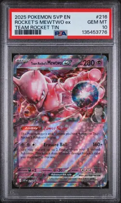 Team Rocket's Mewtwo EX Pokemon TCG Scarlet/Violet Black Star Promo #216 PSA 10! - Image 1
