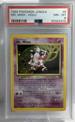 1999 Pokemon JUNGLE MR. MIME #6 - Holo PSA 8 - Image 1
