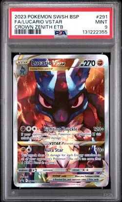 2023 POKEMON SWSH BLACK STAR PROMO #291 FULL ART/LUCARIO VSTAR PSA 9 - Image 1