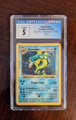 Pokemon TCG - Gyarados Holo - Shadowless Base Set - 6/102 - CGC - 5 Excellent - Image 1