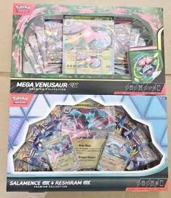 Pokemon Card Mega Venusaur Ex & Salamence Ex Reshiram Ex Premium Collectio Set - Image 1