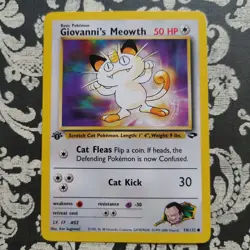 Giovanni's Meowth 74/132 1st Edition Gym Challenge Pokemon Card Vintage - Image 1