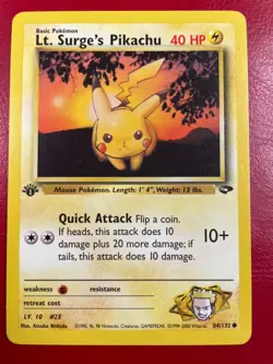Lt. Surge's Pikachu 84/132 Gym Challenge Regular First Edition Pokemon Card - Image 1
