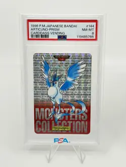 PSA 9 Pokemon Card Japanese Carddass Zapdos #145 PSA 8 Articuno #144 2Card Set - Image 2
