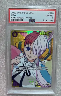 Uta - 2022 One Piece Card Game JPN. TCG CCG Paramount War OP02-120 SEC PSA 8 - Image 1