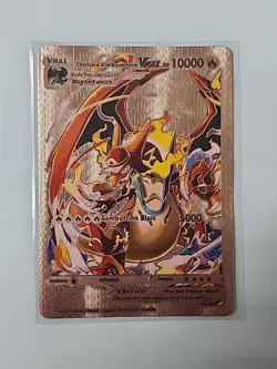 Charizard ASH Bond Form Vmax Gold Foil Fan Art Pokemon Display Card - Image 1