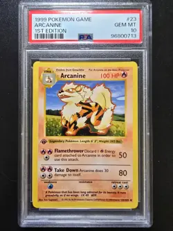 PSA 10 1st Edition Arcanine 23/102 - 1999 Base Set Thick Stamp Pokemon Card - Image 1