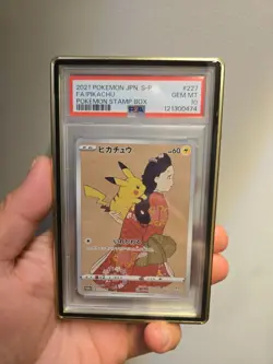 2021 POKEMON JAPANESE S PROMO POKEMON STAMP BOX #227 FULL ART/PIKACHU PSA 10 - Image 3
