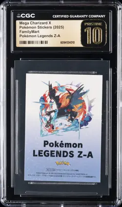 2025 POKEMON STICKERS POKEMON LEGENDS MEGA CHARIZARD X CGC 10 PRISTINE - Image 1
