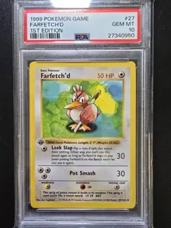 PSA 10 1st Edition Farfetch'd 27/102 - 1999 Base Set Thick Stamp Pokemon Card - Image 1