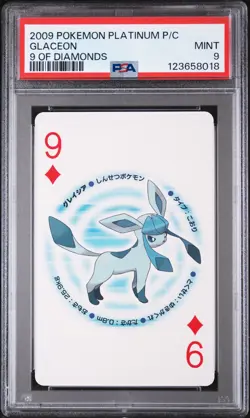2009 POKEMON PLATINUM VERSION PLAYING CARDS 9 OF DIAMONDS GLACEON PSA 9 - Image 1