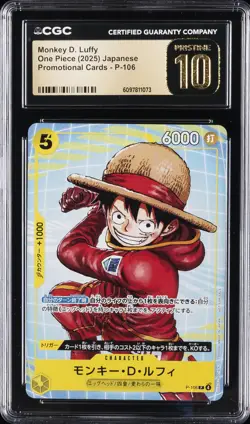 2025 ONE PIECE JPN PROMO CARDS #P-106 MONKEY D. LUFFY CGC 10 PRISTINE - Image 1