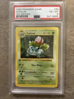 1999 Pokemon TCG Ivysaur 1st Edition Shadowless Base Set 30/102 Card Psa 6 - Image 1