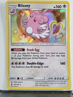 HOLO Blissey 102/145 VLP / NM - Guardians Rising Sun Moon Pokemon Card - Image 1