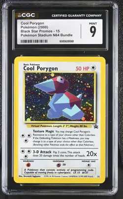CGC 9 MINT Cool Porygon 2000 Black Star Promos 15 Holo Pokemon Card - Image 1