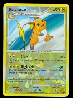 Pokemon RAICHU 3/17 Promo Card POP Series 9 Cracked Ice Rev Holo - MOD PLAY - Image 1
