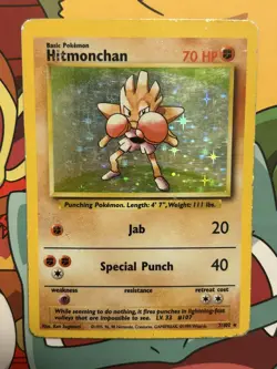 Hitmonchan 7/102 Rare Holo 1999 Base Set Pokemon TCG HP - Image 1