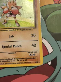 Hitmonchan 7/102 Rare Holo 1999 Base Set Pokemon TCG HP - Image 5
