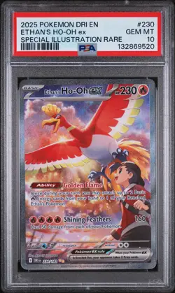 2025 POKEMON DRI EN-DESTINED RIVALS #230 ETHAN'S HO-OH EX PSA 10 - Image 1