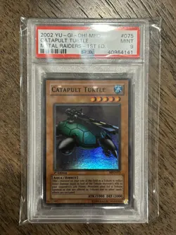 Yugioh - Catapult Turtle MRD-075 1st Edition Super Rare PSA 9 MINT - Image 1